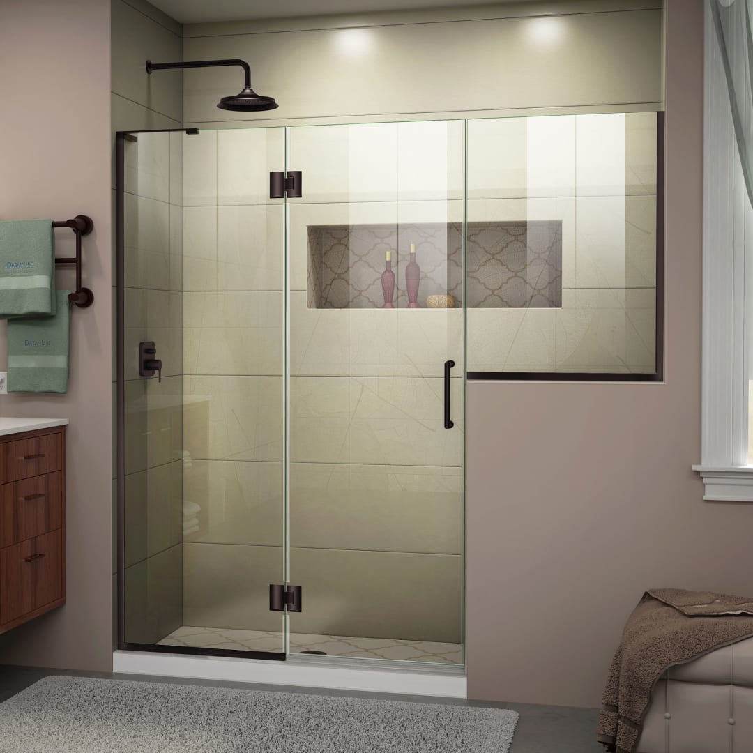 DreamLine Unidoor-X 72 - 72 1/2 inch W x 72 inch H Frameless Hinged Shower Door in Oil Rubbed Bronze - Left Wall Installation