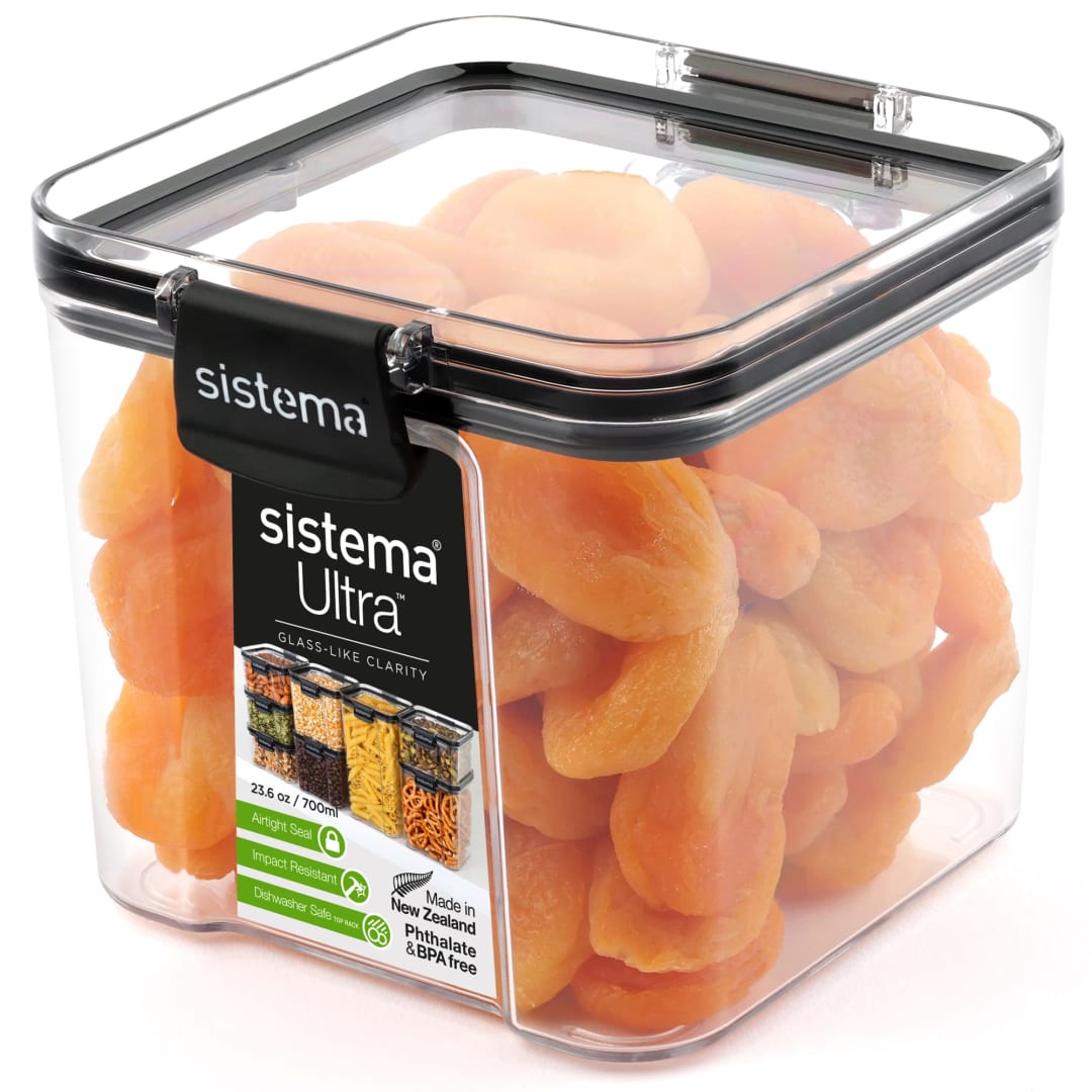 Sistema Ultra Airtight Pantry Food Storage Container, 700 mL, Square, Stackable, BPA-Free Tritan Plastic