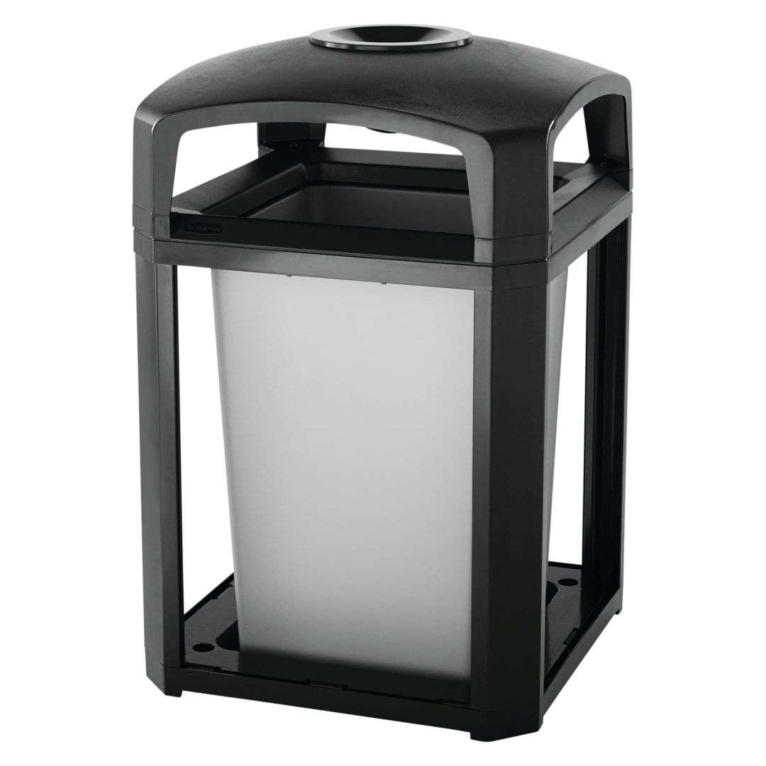 Landmark Series® Classic Container, Dome Top with Ash Tray Frame and Rigid Liner Black