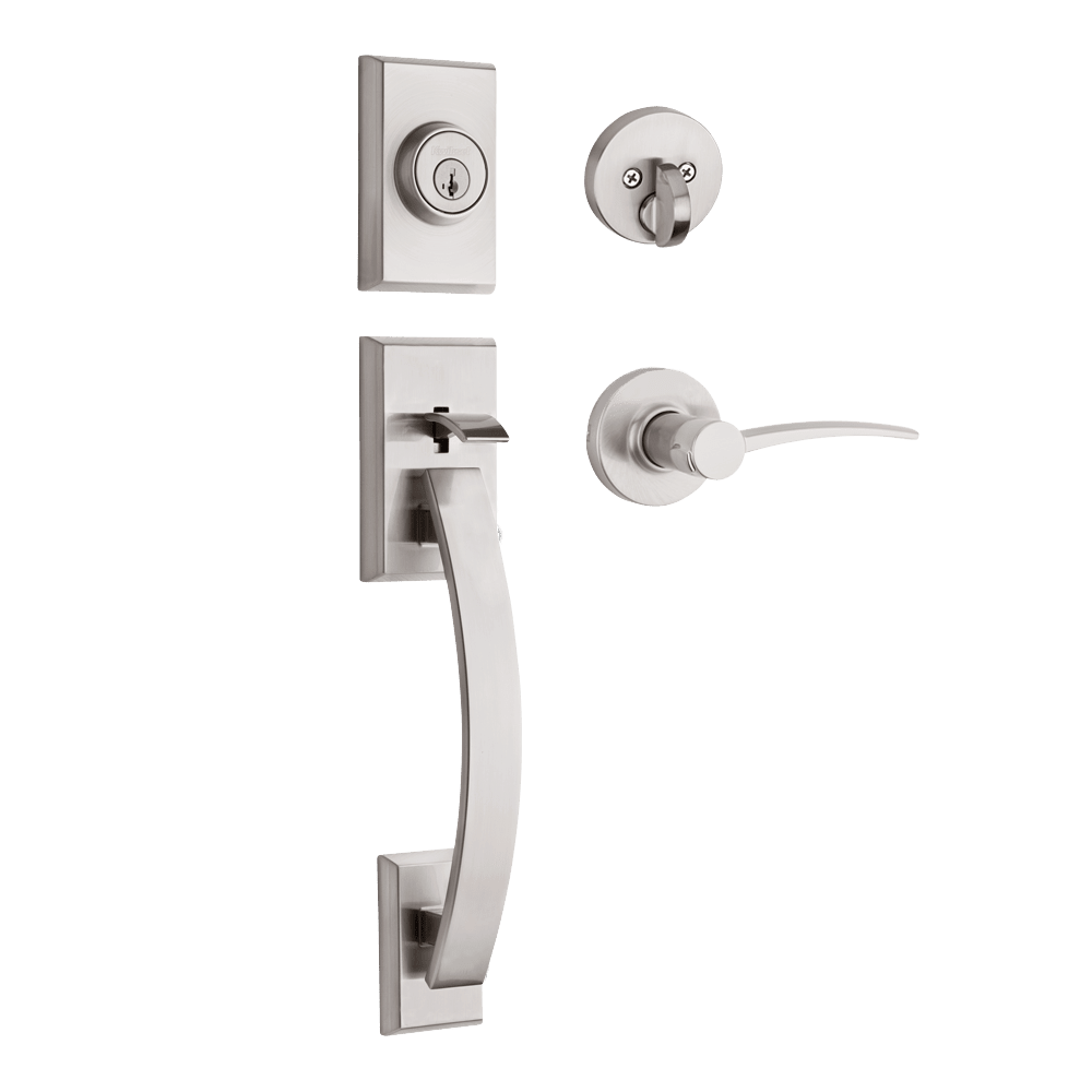 Tavaris Single Cylinder Handleset w/Katara Lever featuring SmartKey Security™ in Satin Nickel