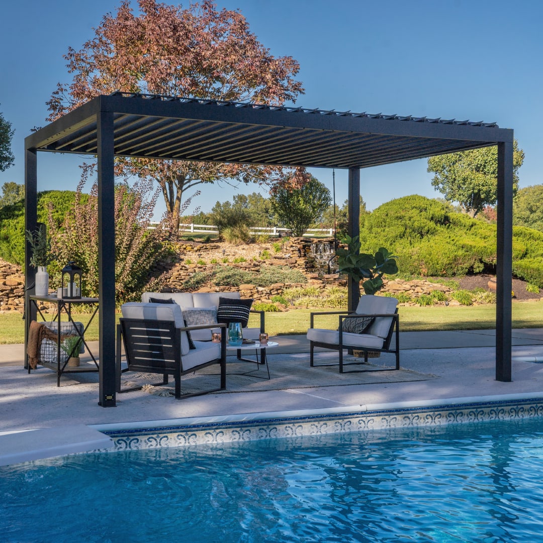 Sarasota Steel Louvered Pergola-14x10