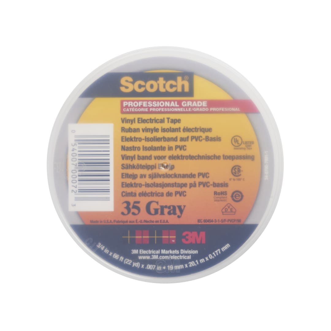 Scotch® 35  Vinil Elektrik Bandı, Gri 19 mm x 20 m