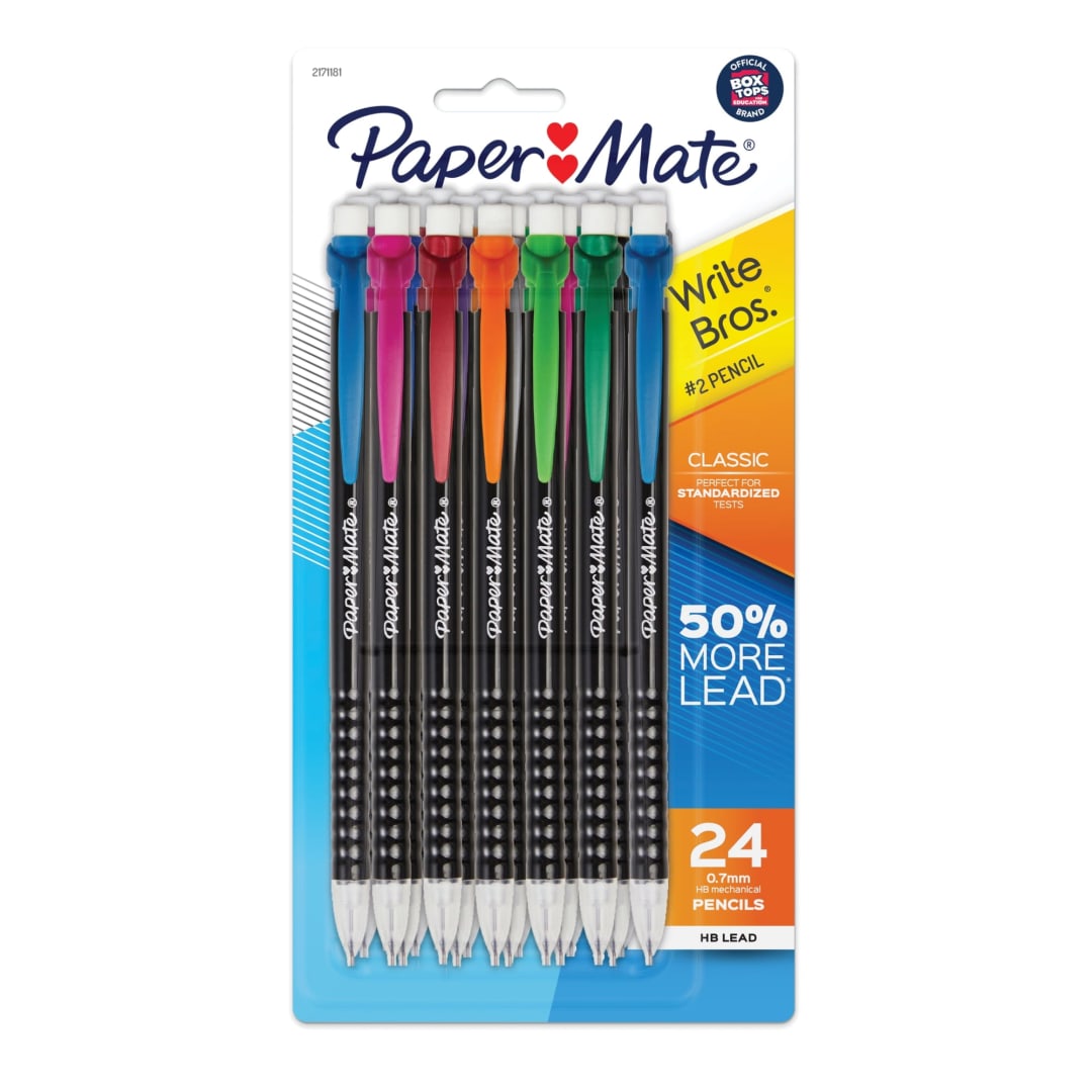 Paper Mate Mechanical Pencils, Write Bros. Classic #2 Pencil, Great for Standardized Testing, 0.7mm, 24 Count