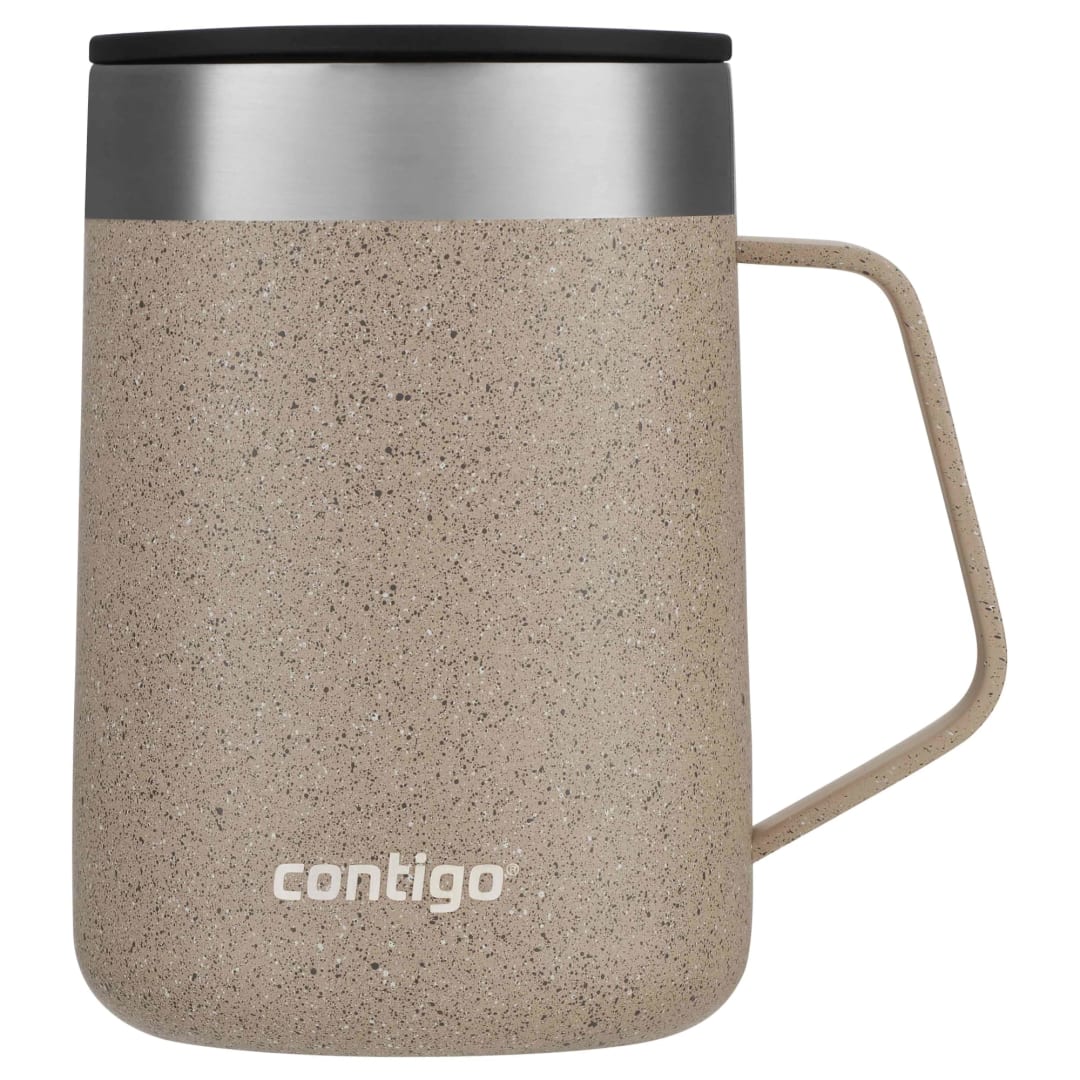 Contigo® Stainless Steel Vacuum-Insulated Mug with Handle and Splash-Proof Lid, 14oz., Brown Sugar Speckle