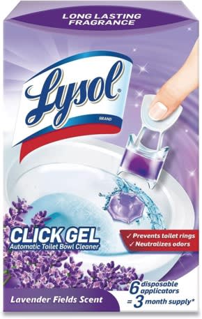 Lysol Click Gel Automatic Toilet Bowl Cleaner, Gel Toilet Bowl Cleaner, For Cleaning and Refreshing, Brand New Day – Lavender Scent, 6 applicators