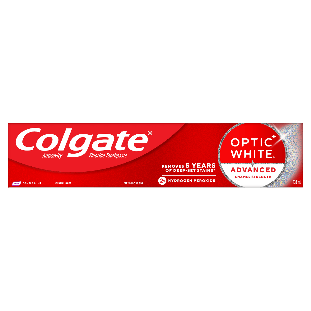 Colgate Optic White Advanced Enamel Strength Toothpaste with 2% Hydrogen Peroxide, 133 mL