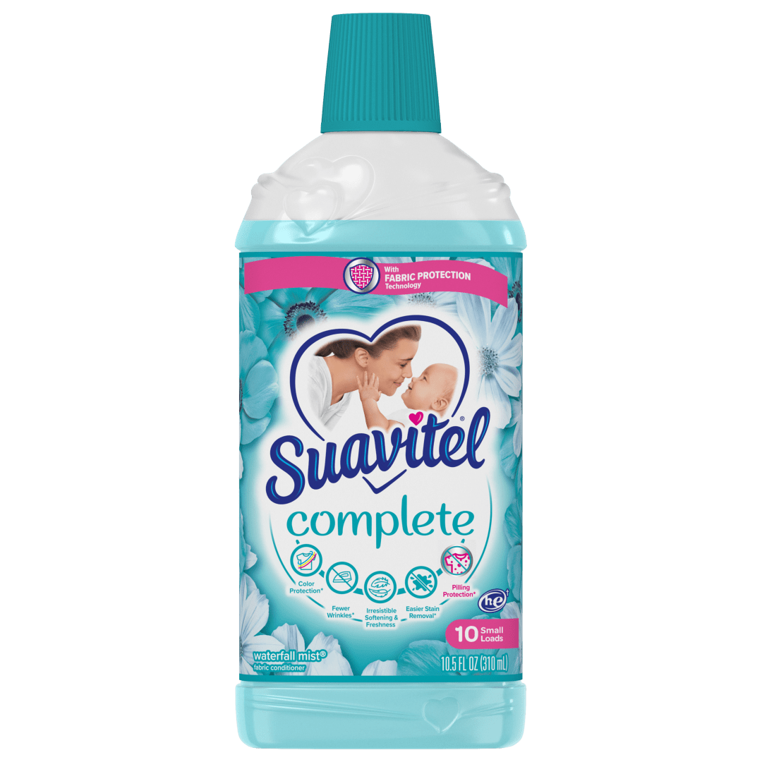 Suavitel Complete Liquid Fabric Conditioner, Laundry Fabric Softener with Fabric Protection Technology, Waterfall Mist, 10.5 oz, Enough Liquid For 10 Small Loads