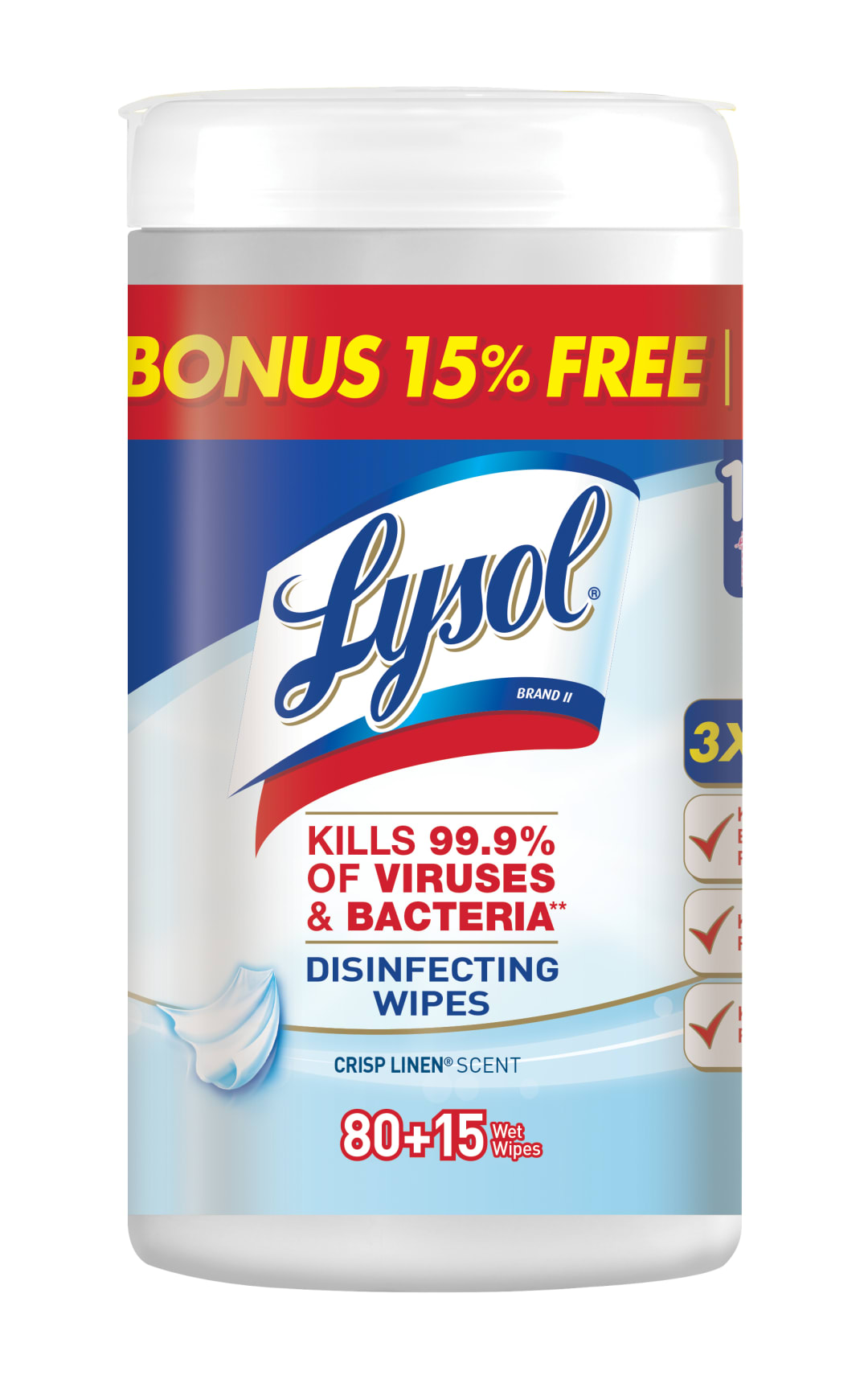 LYSOL® Disinfecting Wipes - Crisp Linen® 6/(80+15) ct.