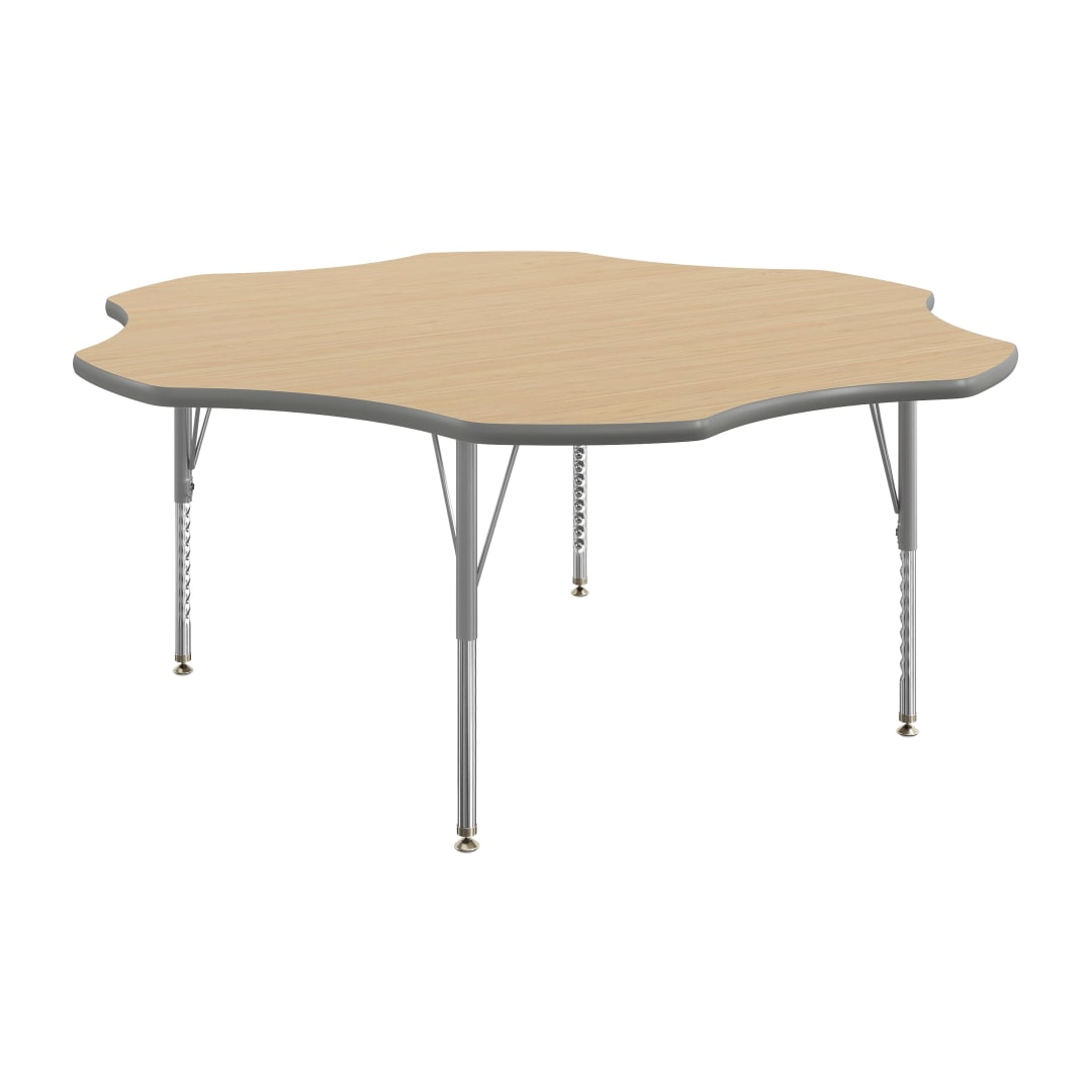 Wren 60" Flower Adjustable Height Activity Table, Thermal Laminate Top, Short Legs, Light Natural