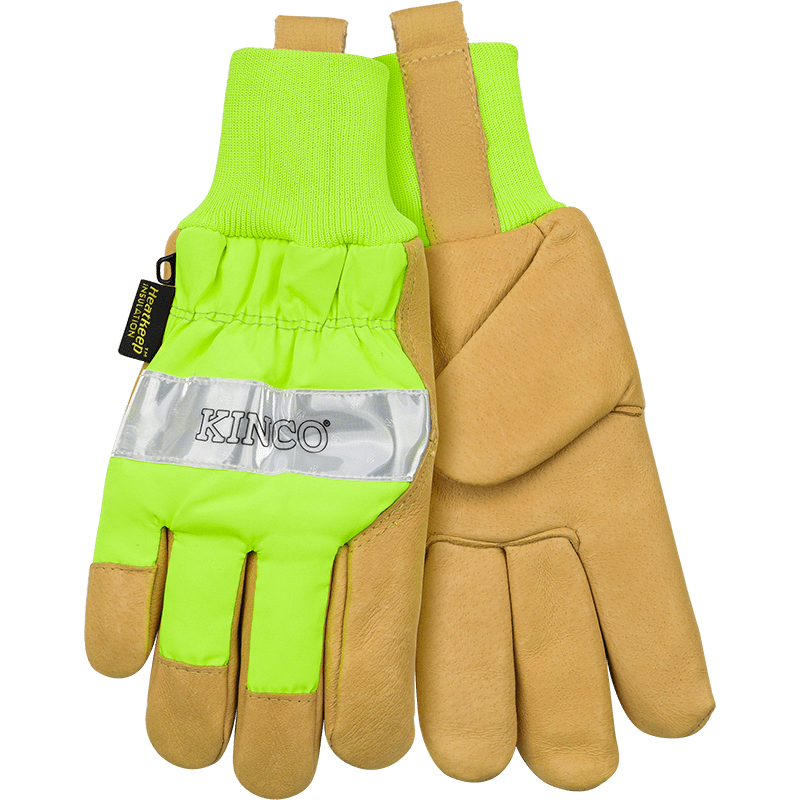 Lined Hi-Vis Green Grain Pigskin Palm with Knit Wrist