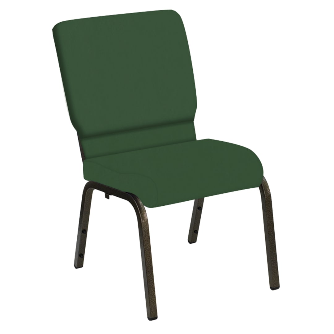 HERCULES Series 18.5''W Church Chair in E-Z Wallaby Forest Vinyl - Gold Vein Frame