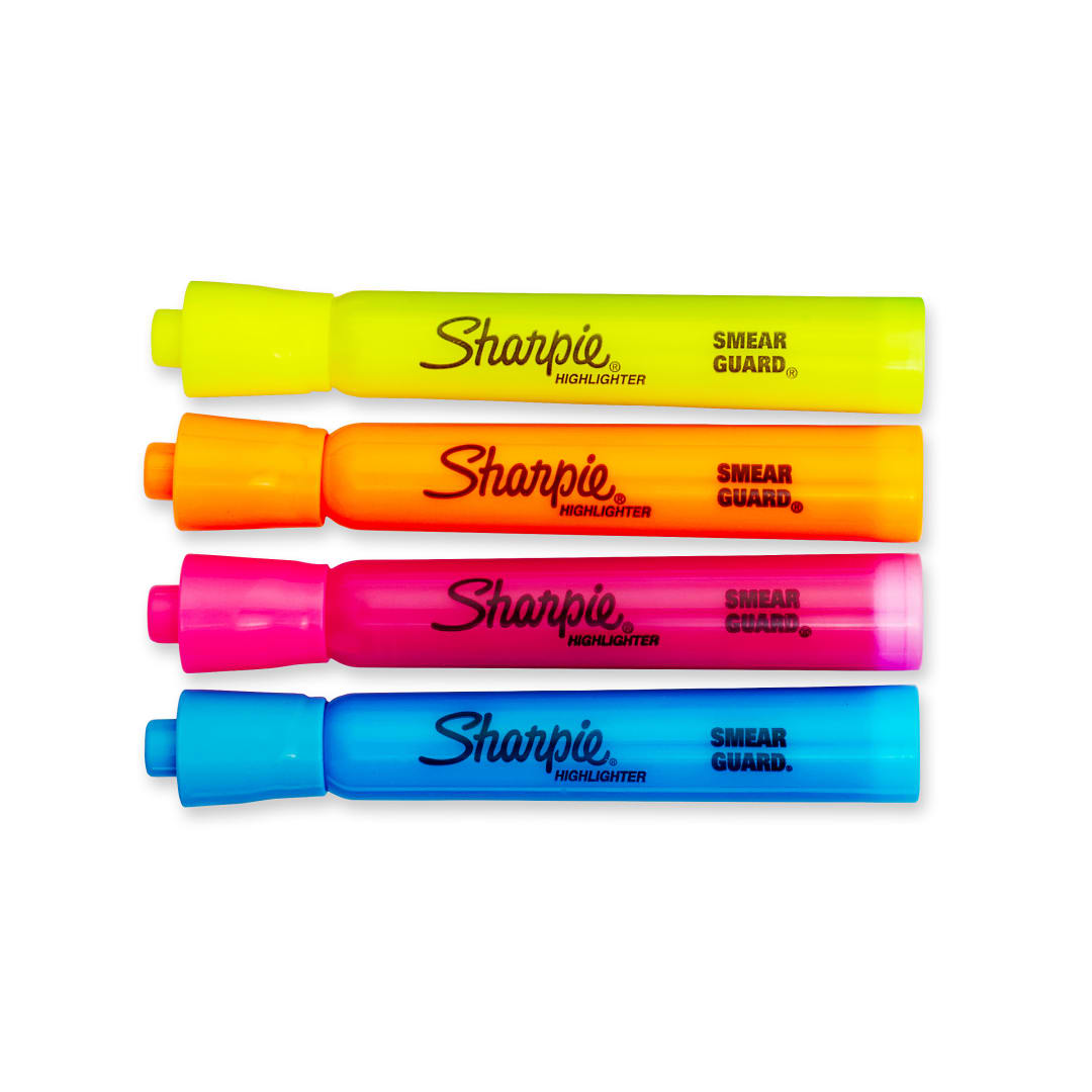 Sharpie® Tank Style Highlighters, Chisel Tip, Assorted, 4 Count