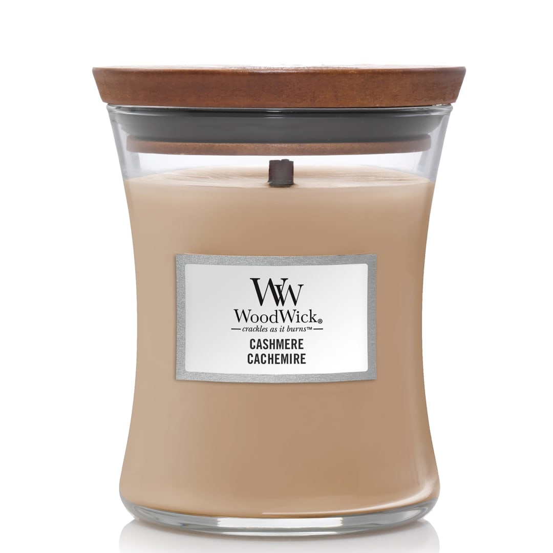 WoodWick® Medium Hourglass Scented Candle | Cashmere | with Crackling Wick | Burn Time: Up to 60 Hours | Gifts for Women
