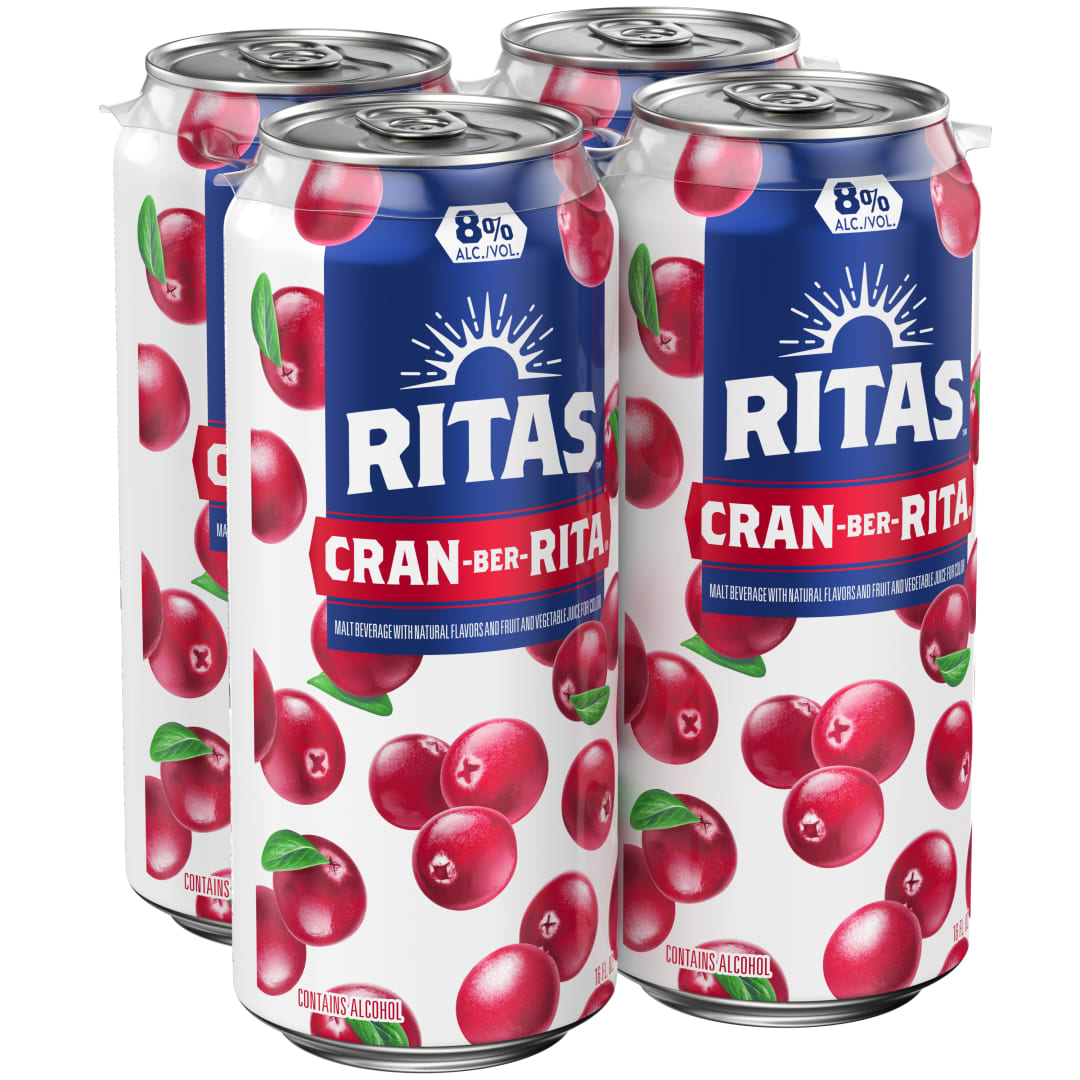 Ritas Cran-Ber-Rita Sparkling Margarita Malt Beverage, 4 Pack 16 fl. oz. Cans