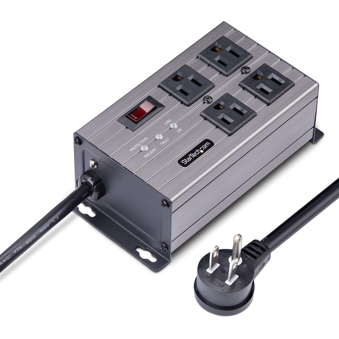 4 Outlet Surge Protected Industrial Power Bar NA