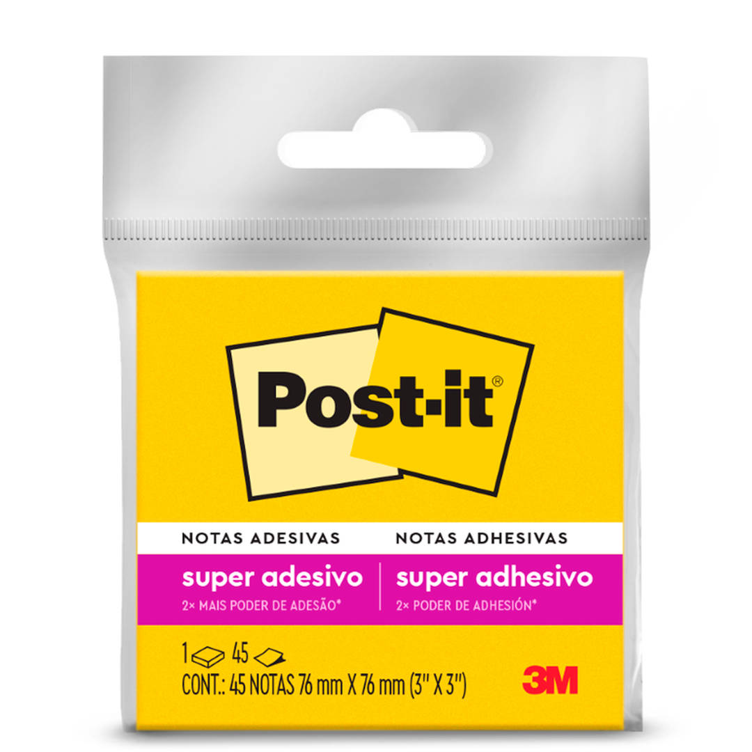 Bloco de Notas Super Adesivas Post-it®, Amarelo Neon, 7.6 cm x 7.6 cm, 45 Folhas
