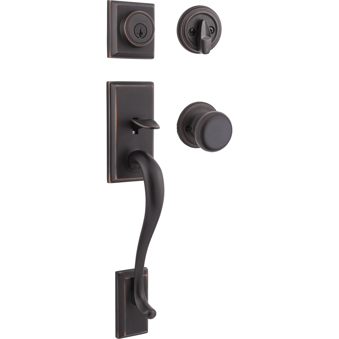 Hawthorne Single Cylinder Handleset w/Juno Knob featuring SmartKey Security™ in Venetian Bronze