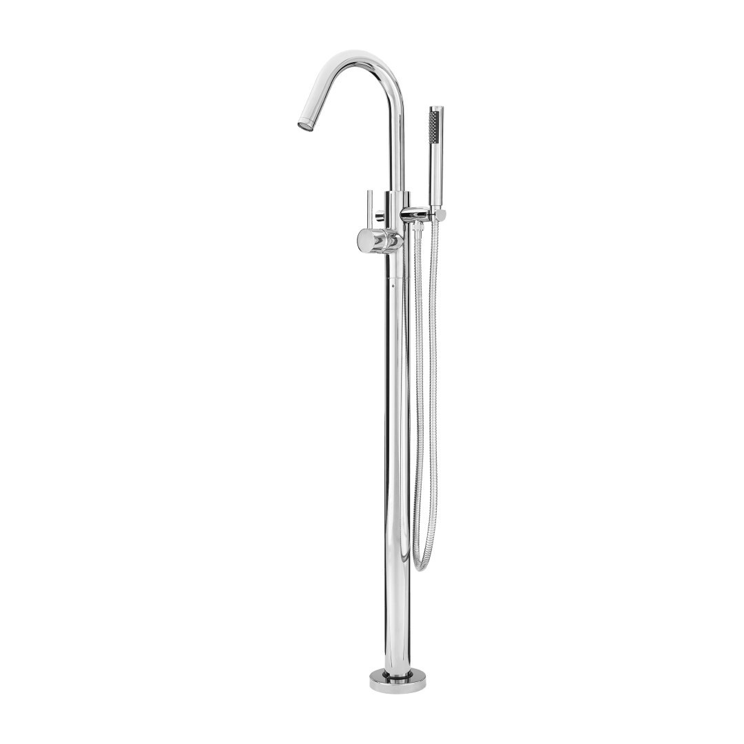 Modern Free Standing Tub Filler in Polished Chrome
