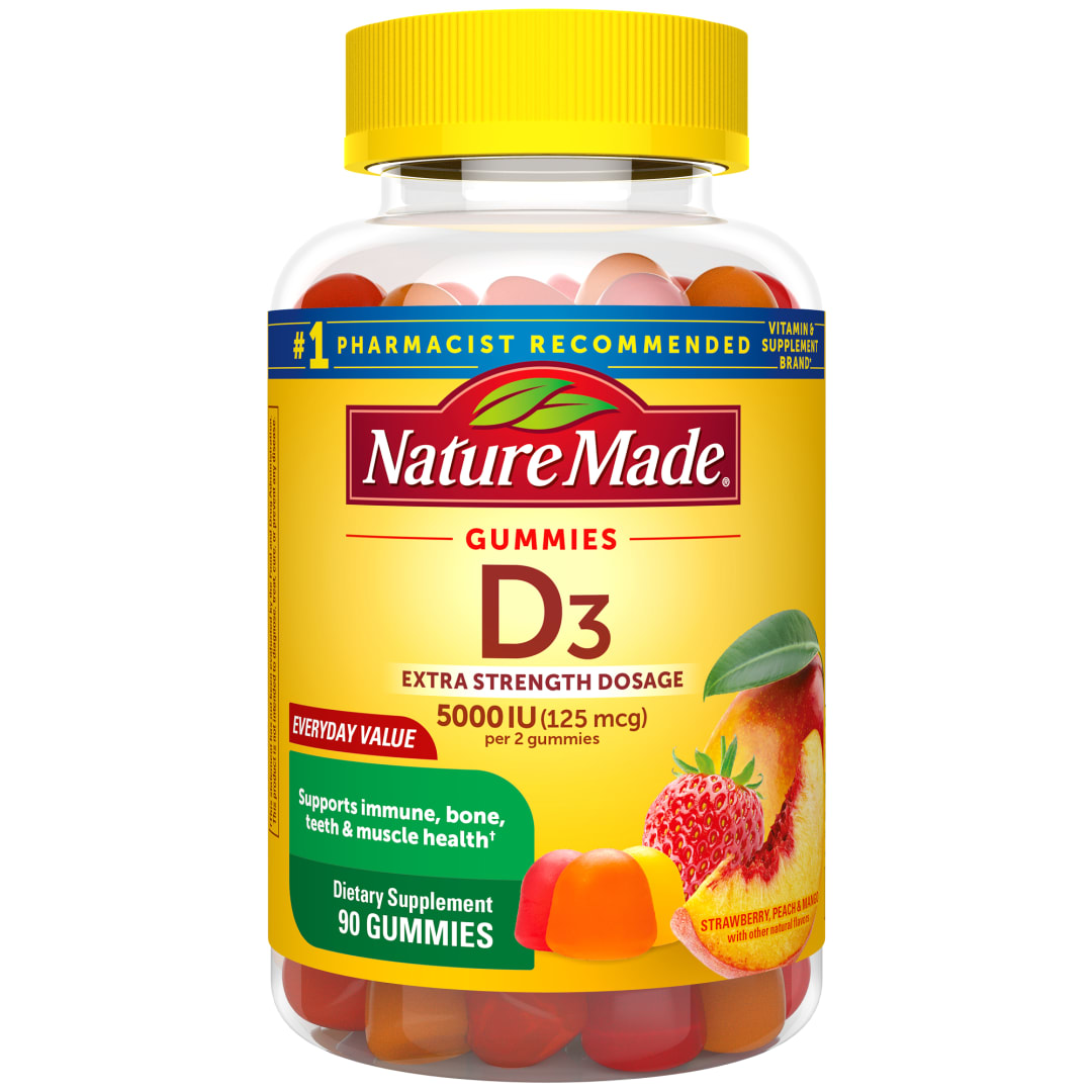Nature Made Extra Strength Dosage Vitamin D3 Gummies 5000 IU (125 mcg) per Serving, 90 Count