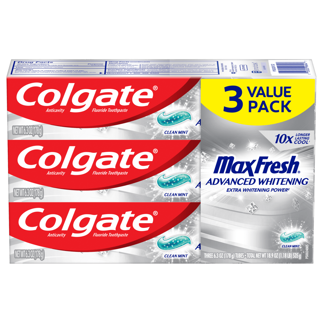 Colgate Max Fresh Advanced Whitening Clean Mint 6.3oz 3pk