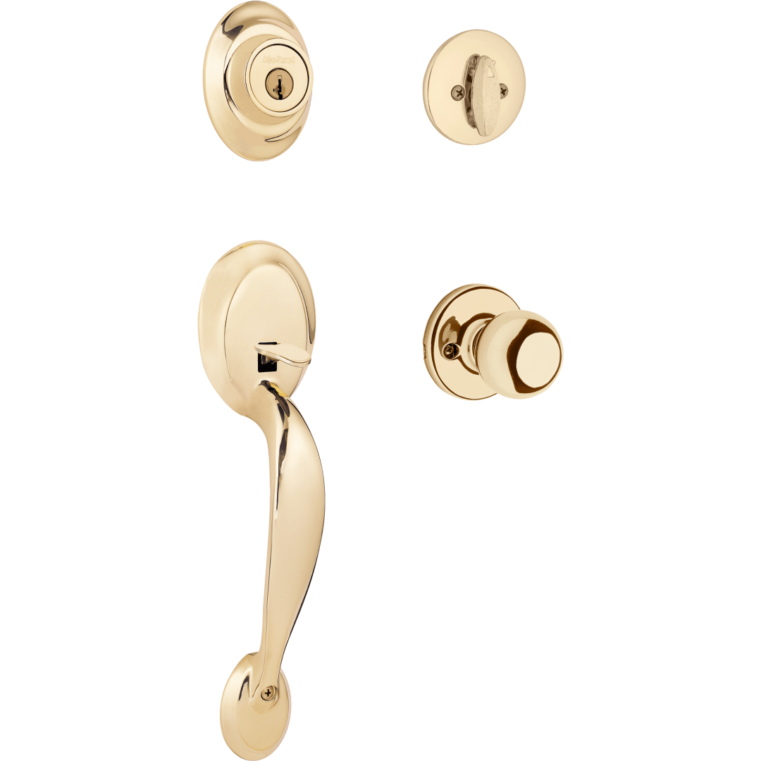 Dakota Single Cylinder Handleset w/Polo Knob featuring SmartKey Security™ in Polished Brass