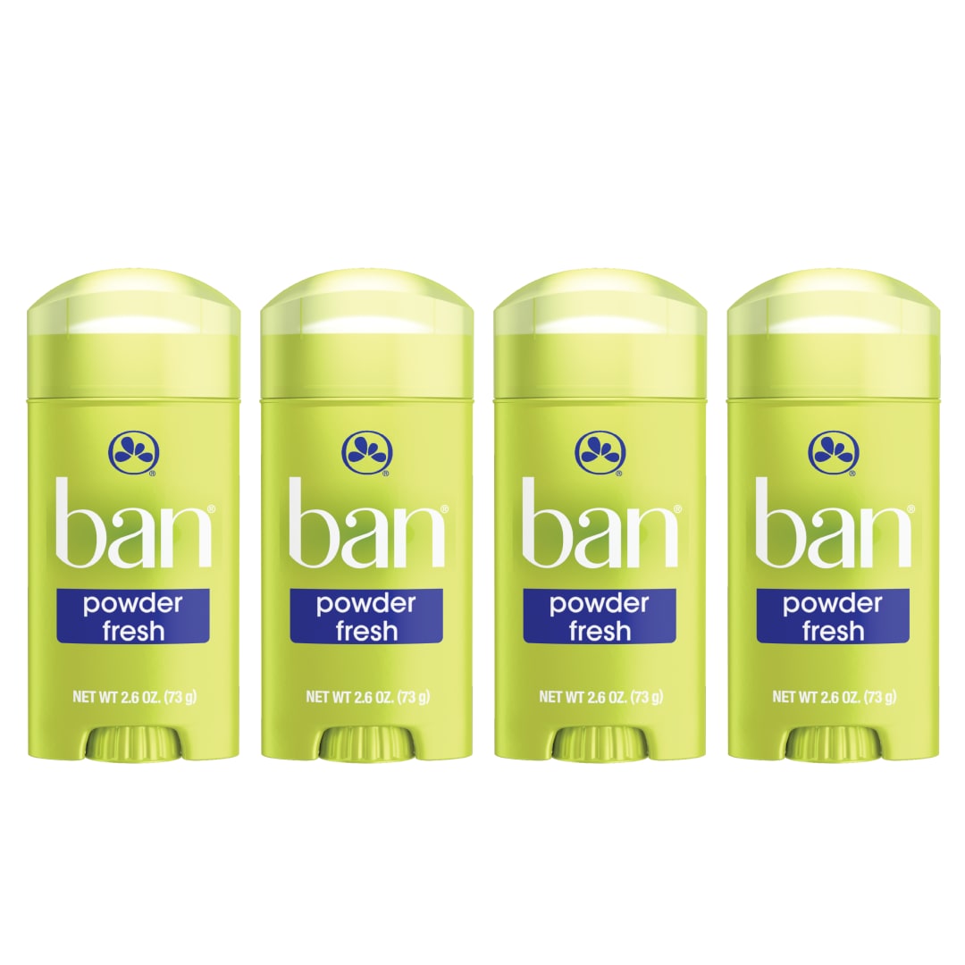 Ban Invisible Solid Antiperspirant Deodorant, Powder Fresh, 2.6 Oz, 4 Pack