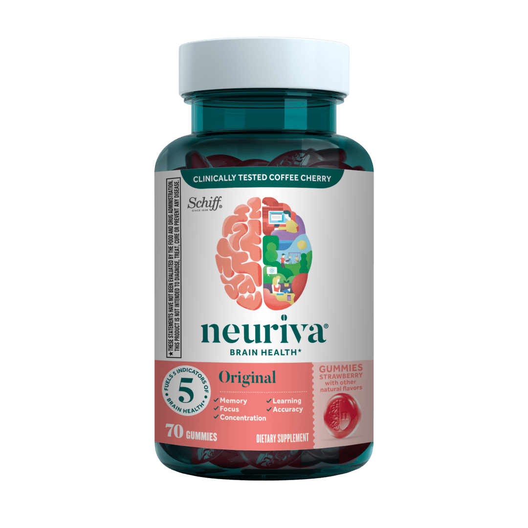 Neuriva Original Brain Health Support Strawberry Gummies (70 count), Brain Support With Phosphatidylserine & Decaffeinated, Clinically Proven Coffee Cherry