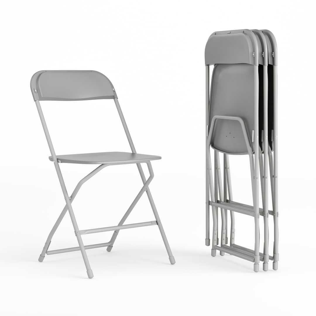 Hercules Series Plastic Folding Chair Grey - 4 Pack 650LB Weight Capacity Comfortable Event Chair-Lightweight Folding Chair