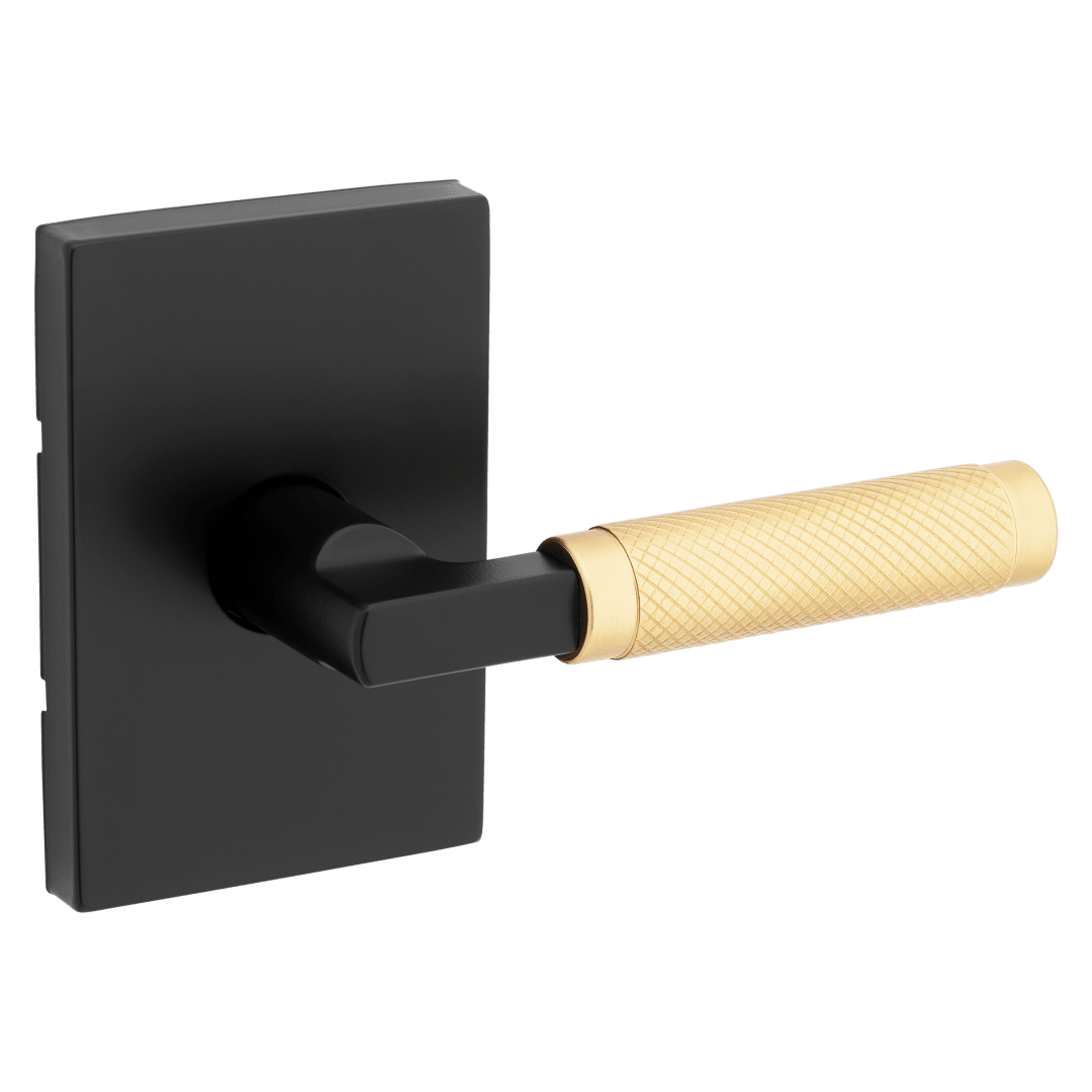 Prava Hall/Closet Lever in Matte Black and Satin Brass