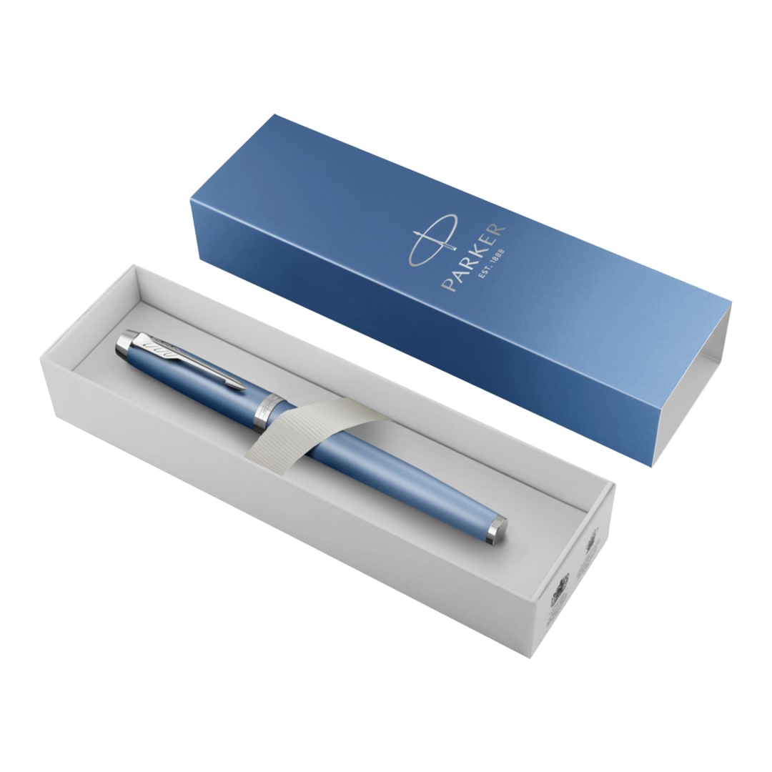 Parker IM Writing Rituals Fountain Pen | Peaceful Blue Finish with Gradient & Chrome Trims | Medium Nib | Blue Ink | Gift Box