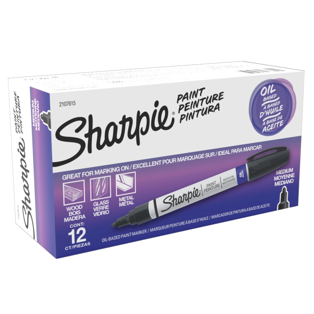 Sharpie® Oil-Based Paint Marker, Medium Point, Black, 12 Count