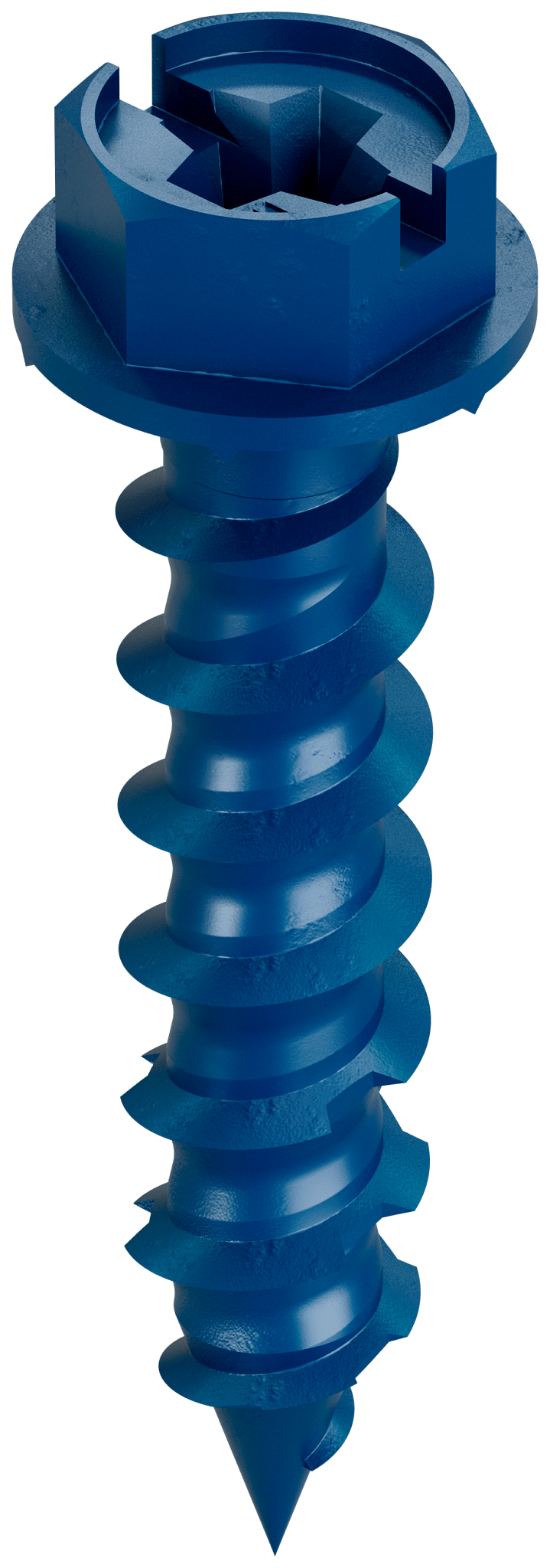Simpson Strong-Tie TNT25114HC8 Titen Turbo™ — 1/4 in. x 1-1/4 in. Hex-Head Concrete and Masonry Screw, Blue (8-Qty) (Pack of 20)