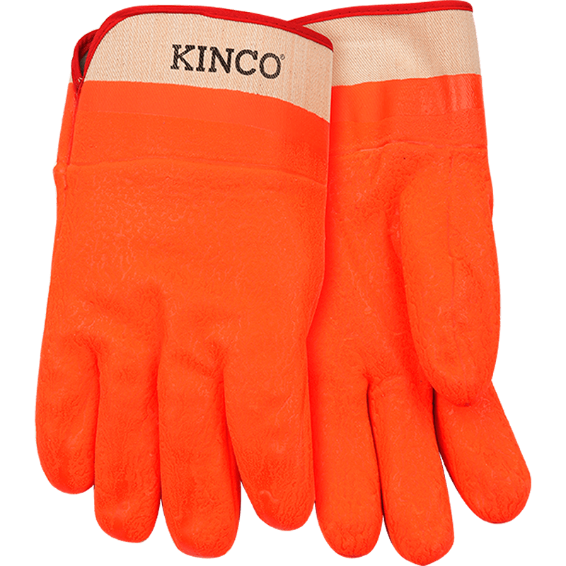 Lined Hi-Vis Orange Sandy Finish PVC with Safety Cuff