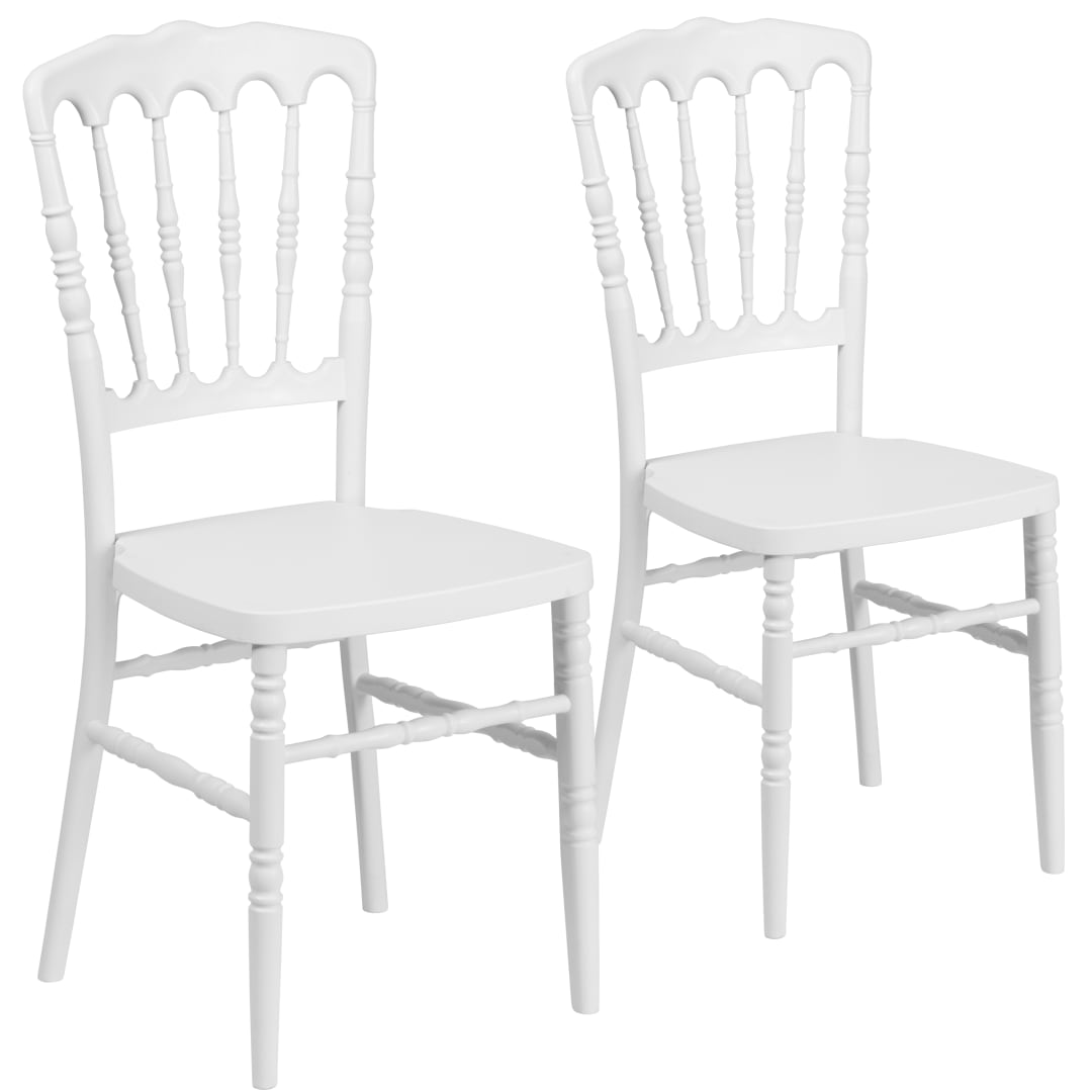 2 Pack HERCULES Series White Resin Stacking Napoleon Chair