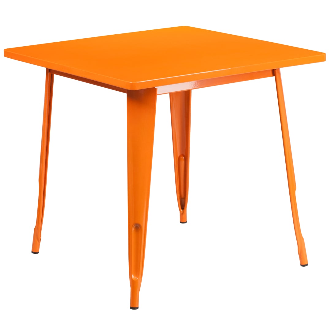 Felix Commercial Grade 31.5" Square Orange Metal Indoor-Outdoor Table