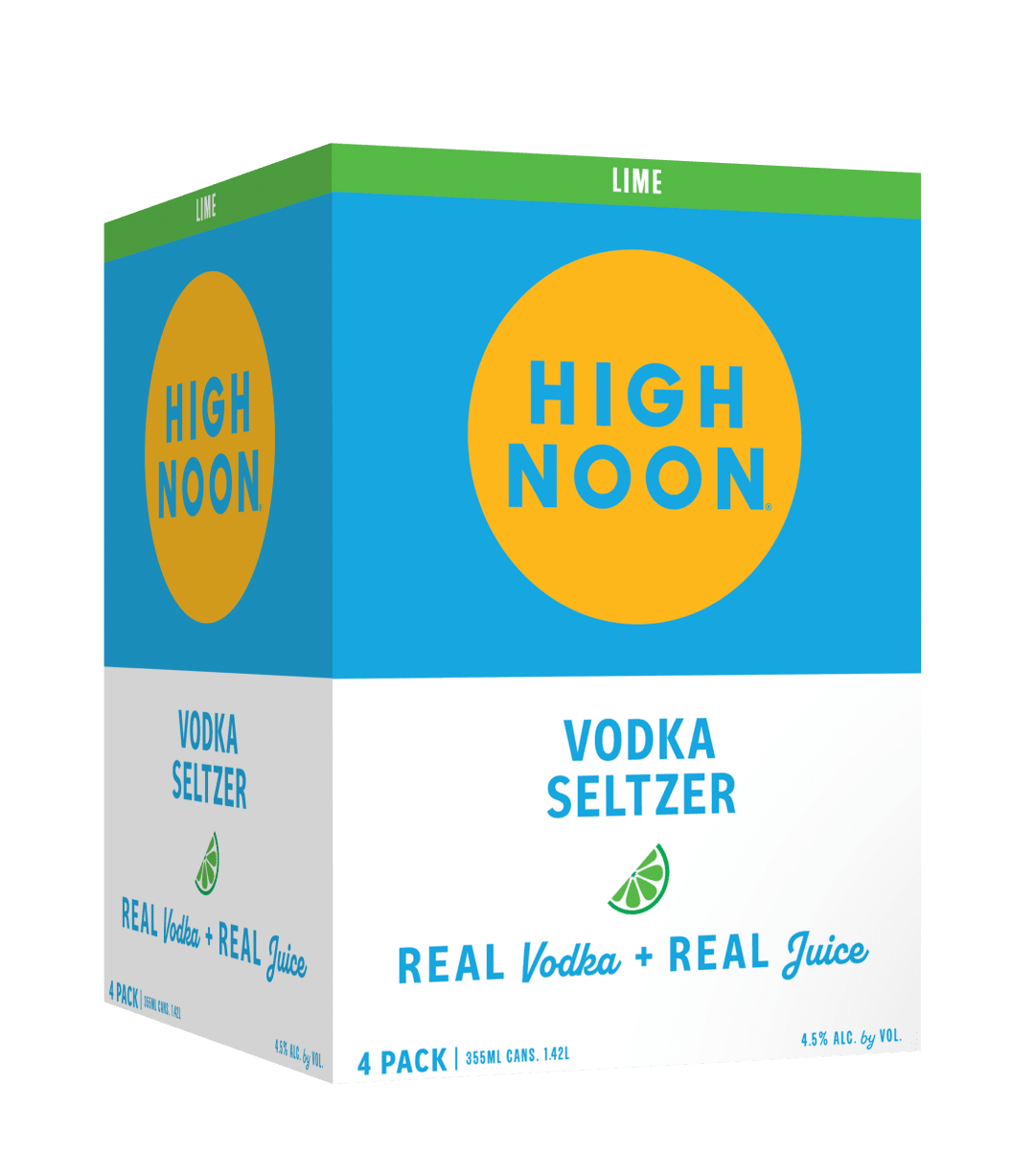 High Noon Lime Vodka Hard Seltzer 355ml Can 4 Pack