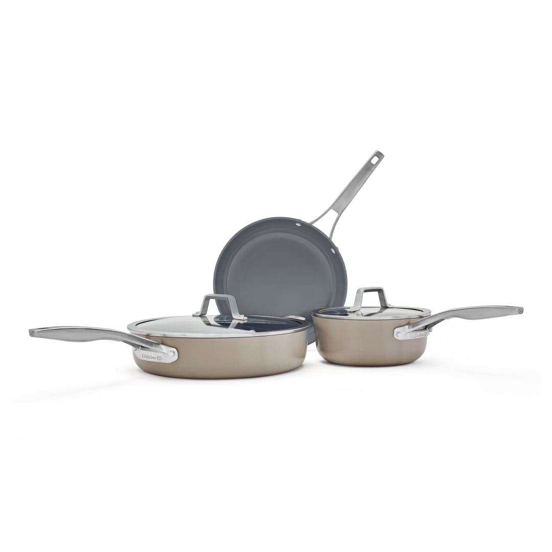 Calphalon® Premier Ceramic Nonstick 5-Piece Cookware Set, Mushroom Grey
