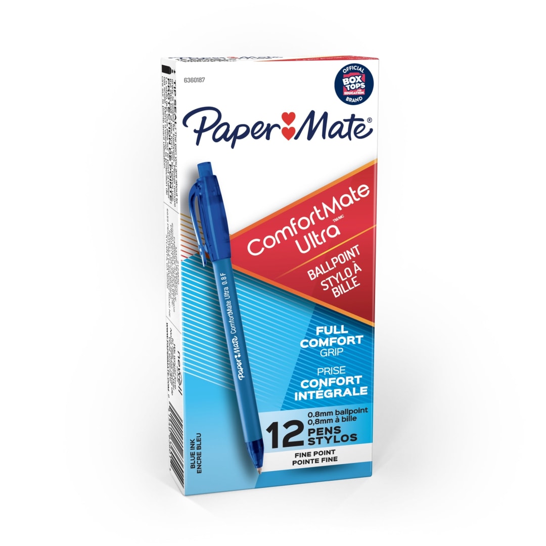 Paper Mate® ComfortMate® Retractable Ballpoint Pen, Fine Point 0.7 mm, Blue, 12/pk