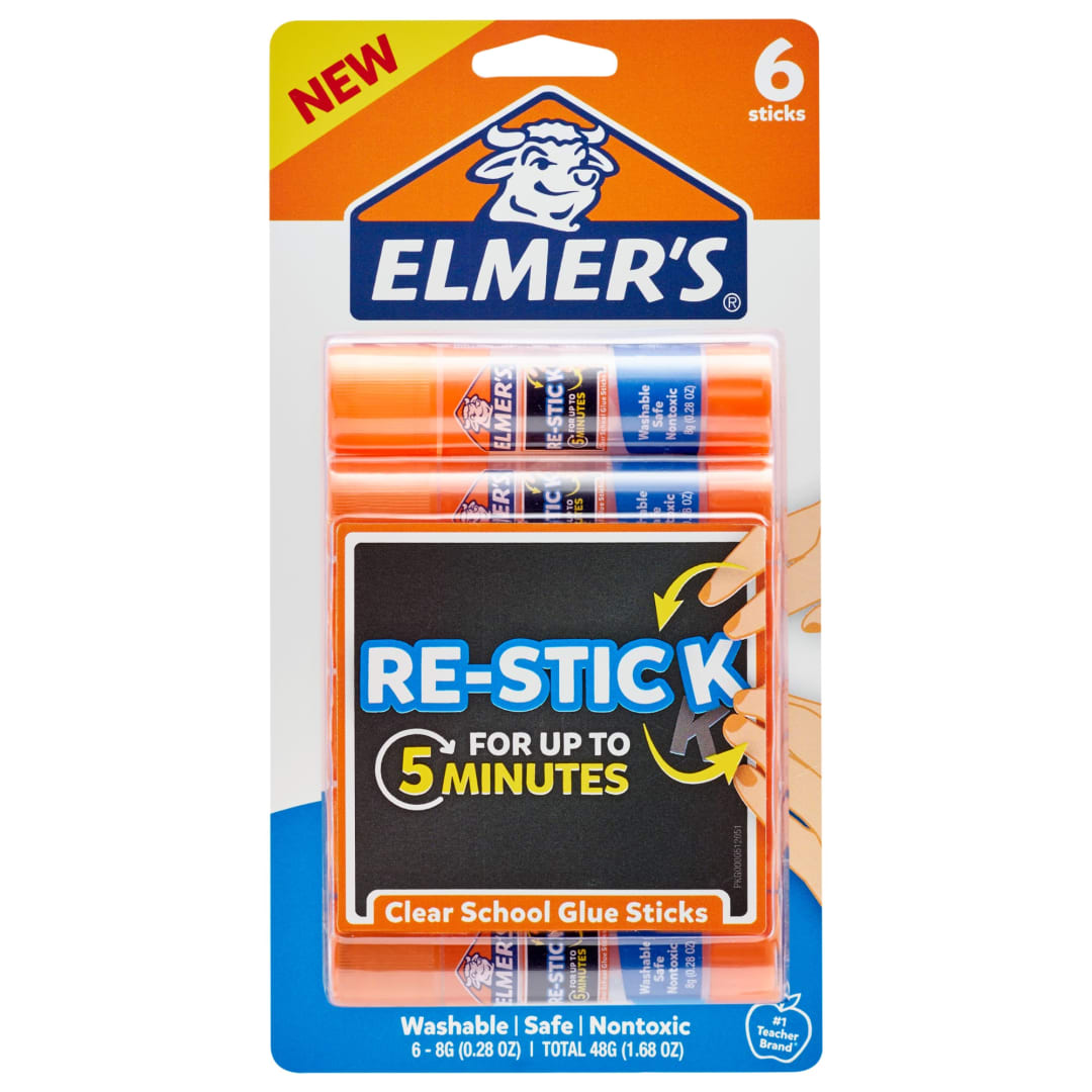 Elmer’s Re-Stick School Glue Sticks, 8g (0.28 oz), 6 Count