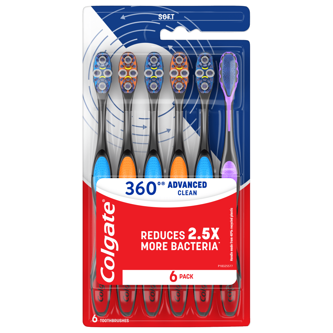 Colgate 360 Advanced Clean Adult Soft Toothbrush, 6 Pack