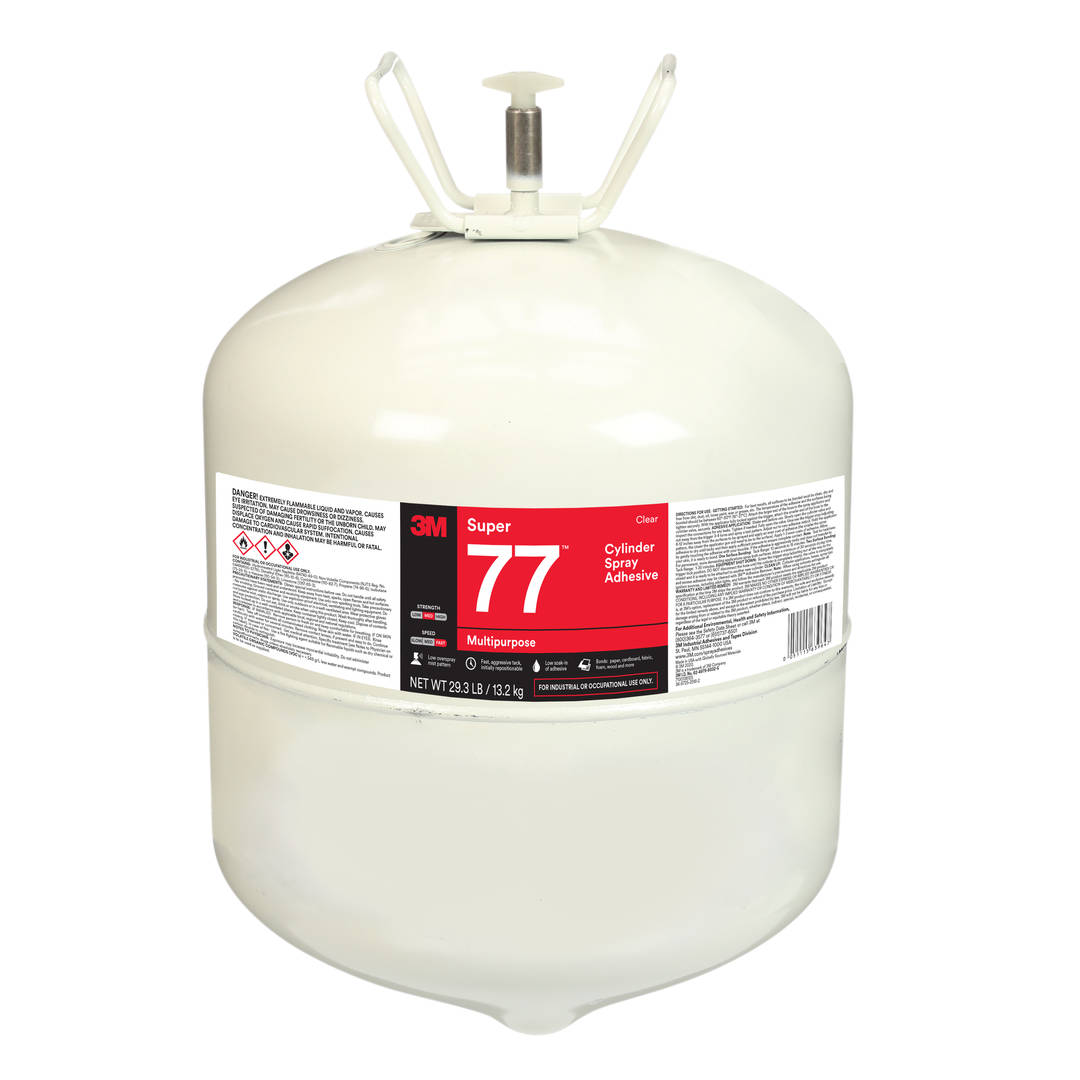 Adesivo Spray Multiuso em Cilindro 3M™ Super 77™ – Transparente, Cilindro Grande (Peso de 13 kg), 1/Embalagem