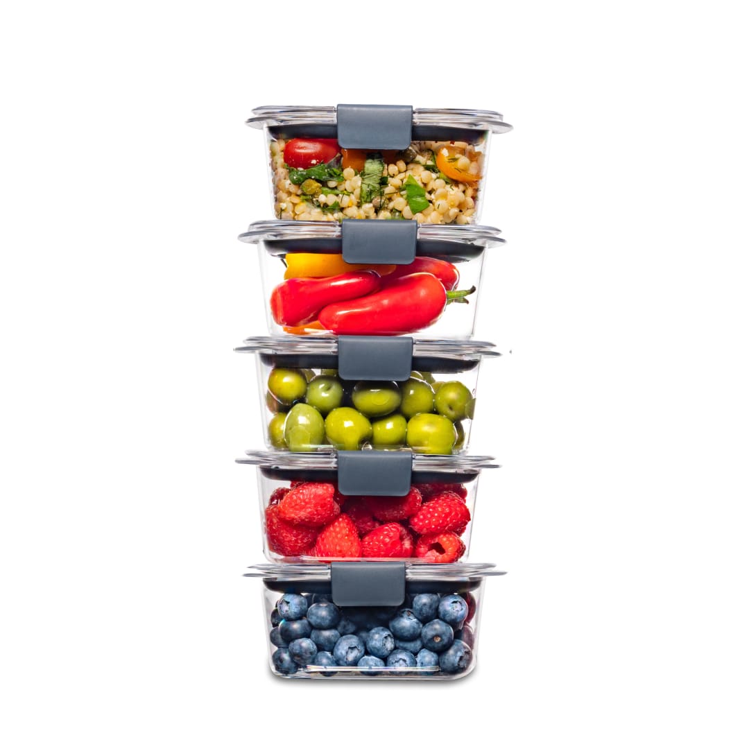 Rubbermaid® Brilliance® Food Storage Containers Multi Pack |1.3 Cup Plastic Containers with Lids 5 Pack| BPA Free, Leak Proof Food Container | Microwave and Dishwasher Safe, Clear