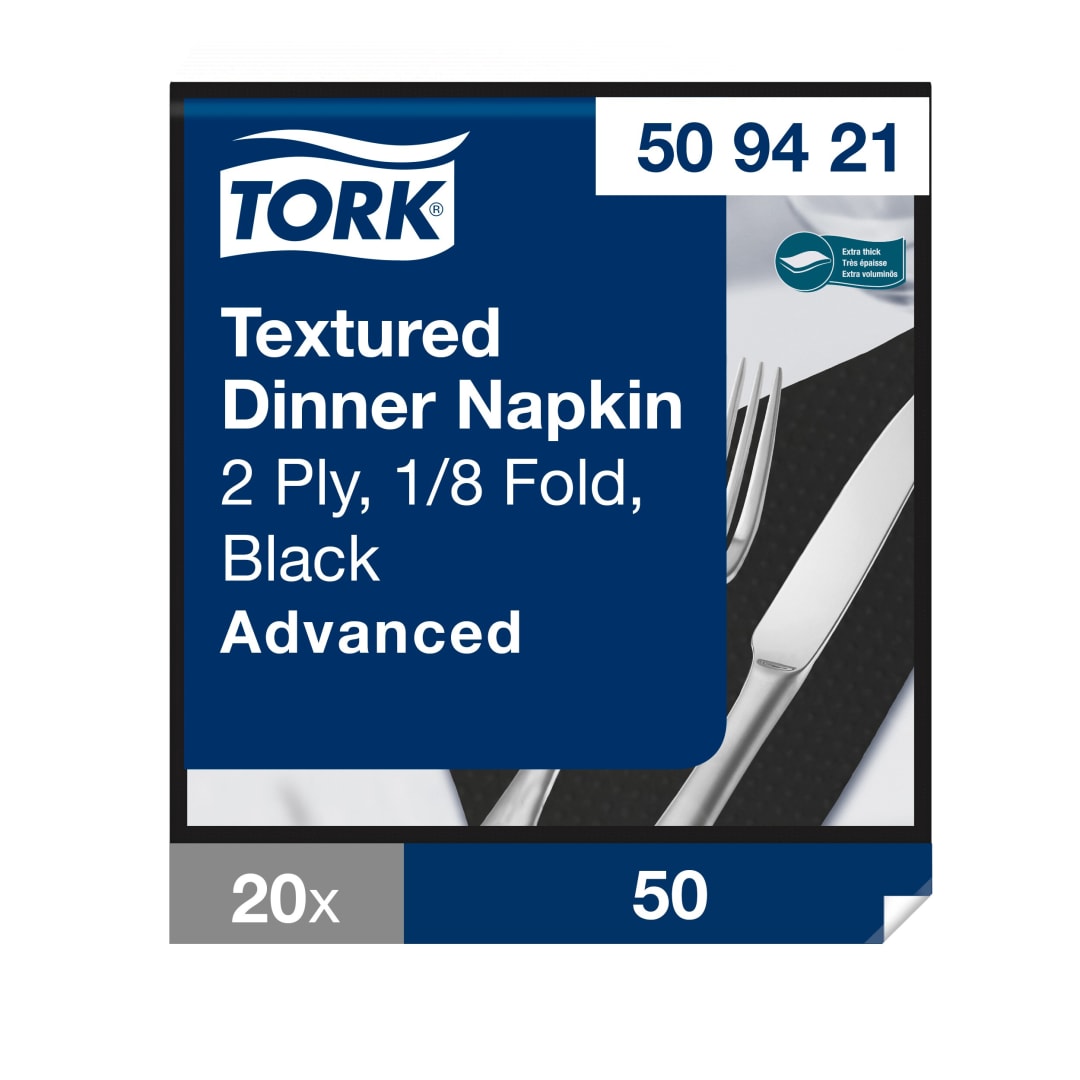 Tork Textured Black Dinner Napkin 1/8 Folded