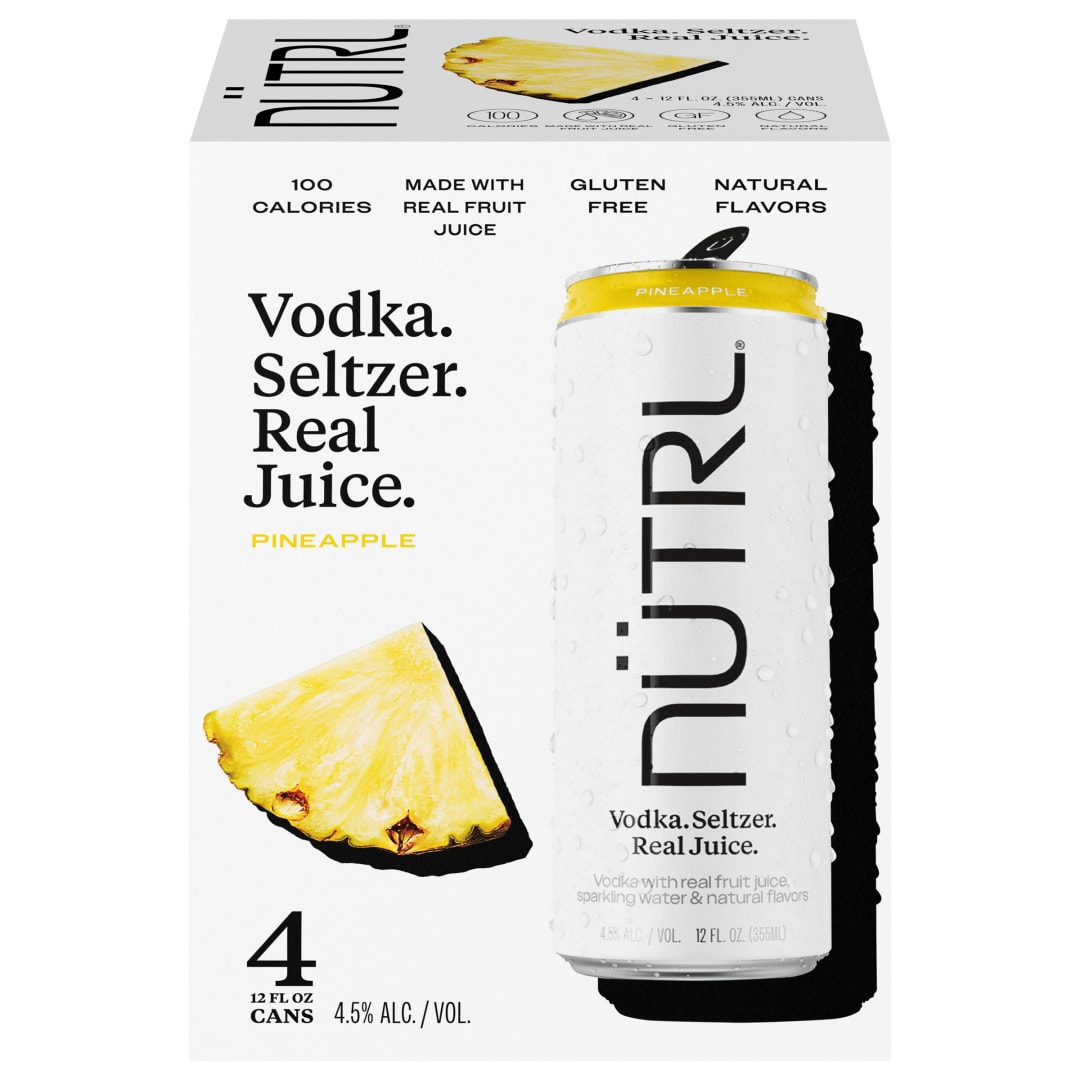 Nutrl Pineapple Vodka Seltzer 4 Pack 12 fl oz Cans