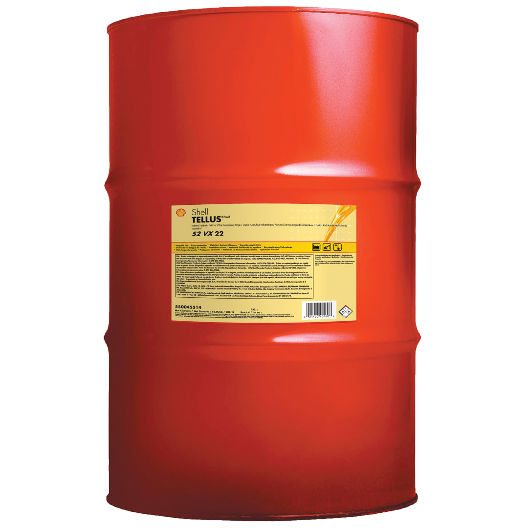 Shell Tellus S2 VX 22 Hydraulic Fluid, 55 Gallon Drum