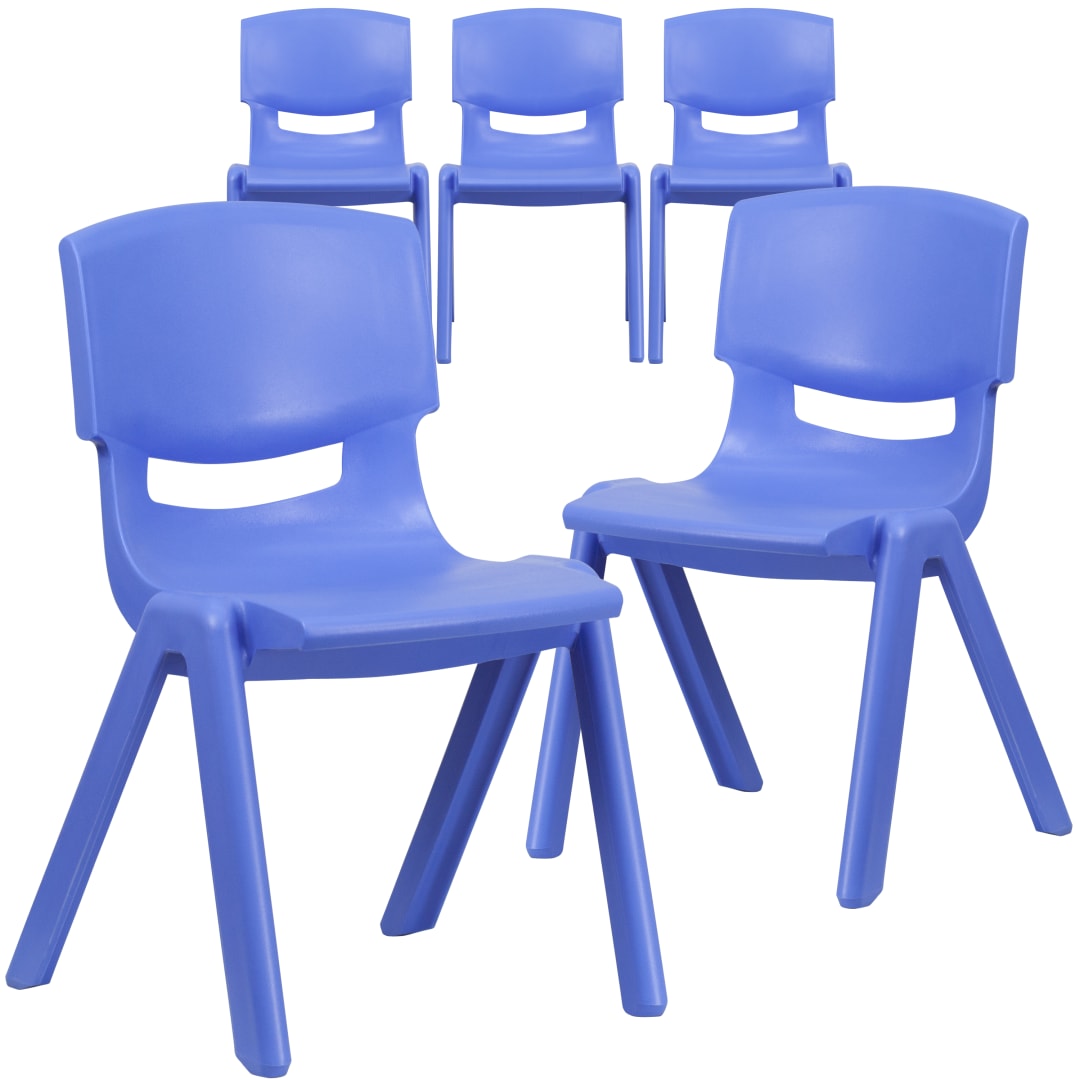 Whitney 5 Pack Blue Plastic Stackable School Chair with 15.5'' Seat Height