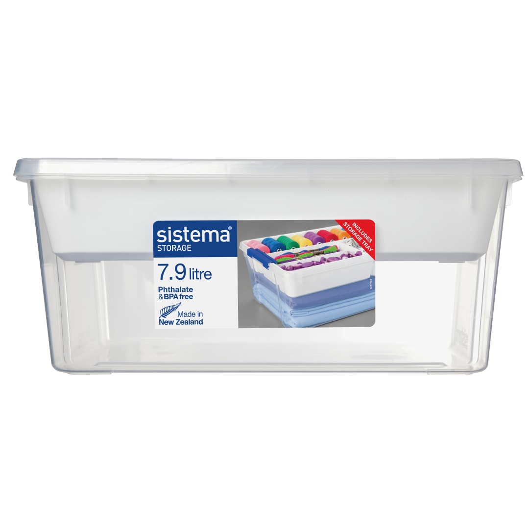 7.91L STORAGE W/ TRAY BLUE