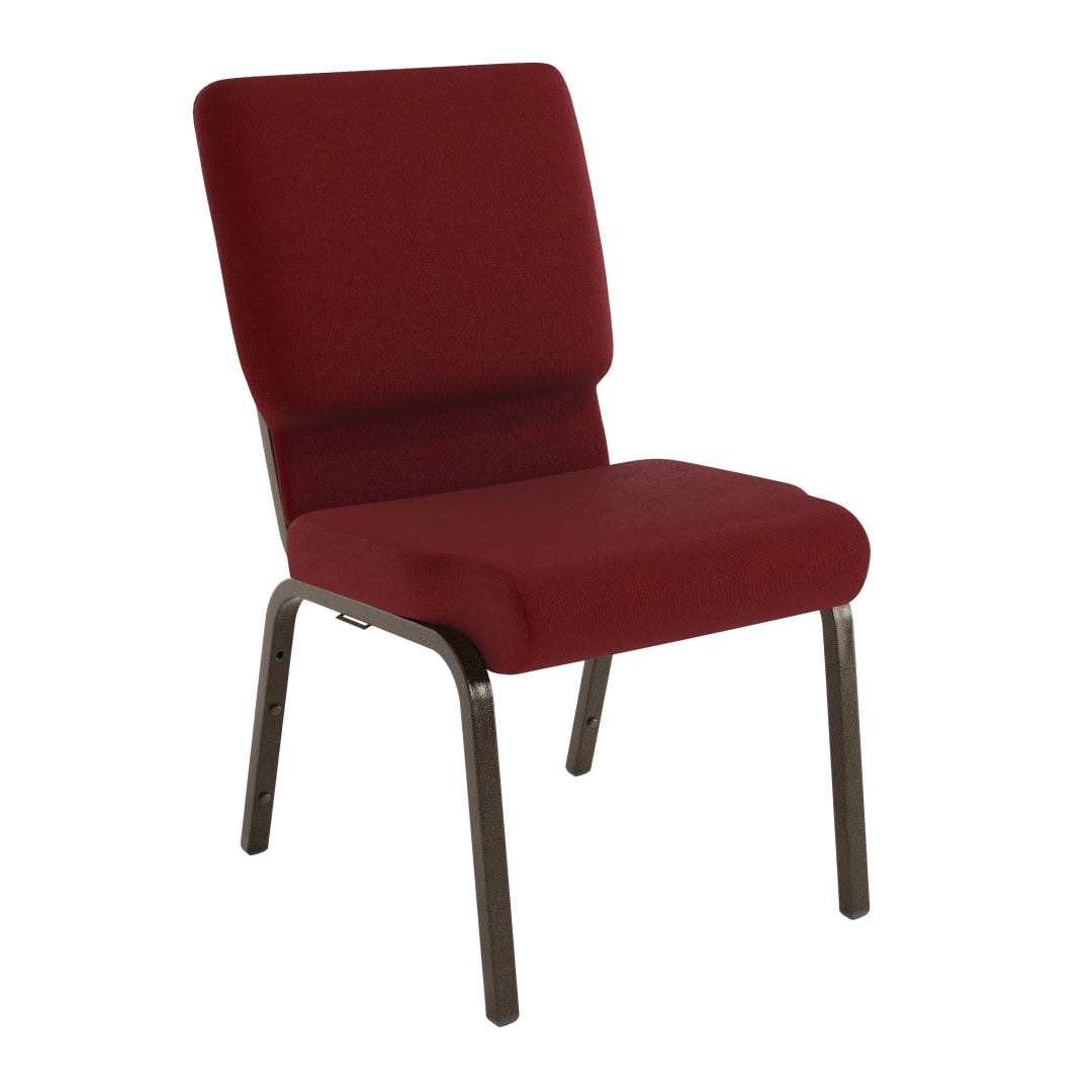 4 Pack HERCULES Series 18.5''W Stacking Church Chair in Burgundy Fabric - Gold Vein Frame