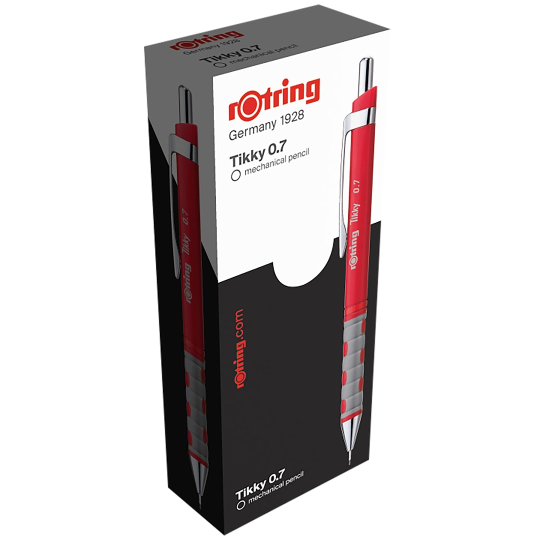 rOtring Tikky Colour-Coded Mechanical Pencils | 0.7 mm | Red Barrel | Box of 12