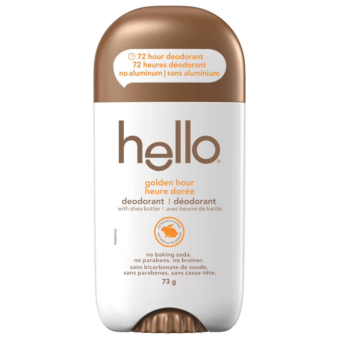 Déodorant sans aluminium hello heure dorée pour femmes et hommes, déodorant 72  heures, sans bicarbonate de soude, enrichi en beurre de karité, végétalien, bâton déodorant de 73 g